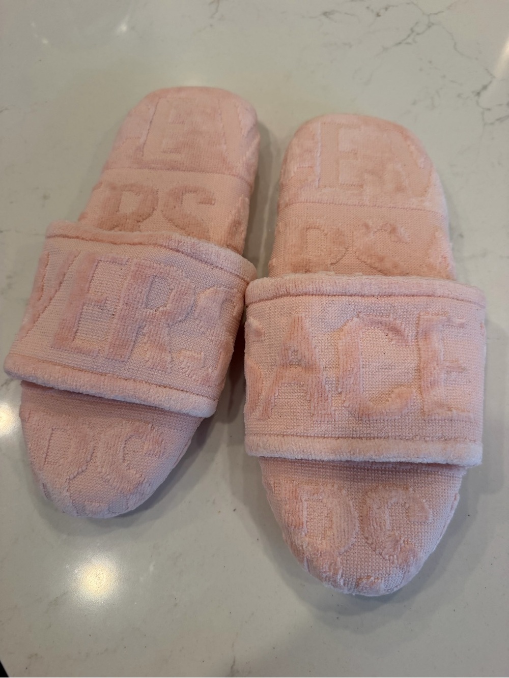 Women’s Versace Pink Slide Slippers - Plush Terry Fabric
